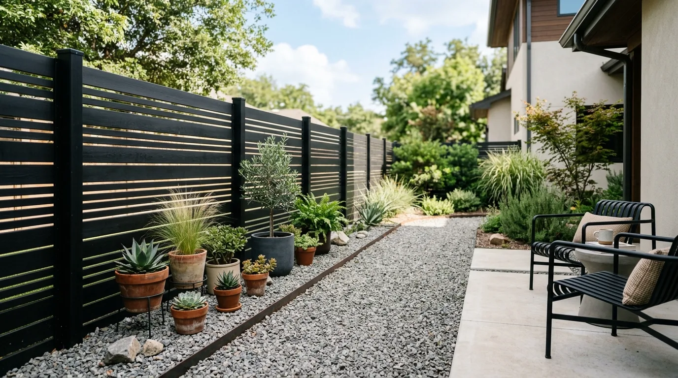 Black Metal Slat Fence